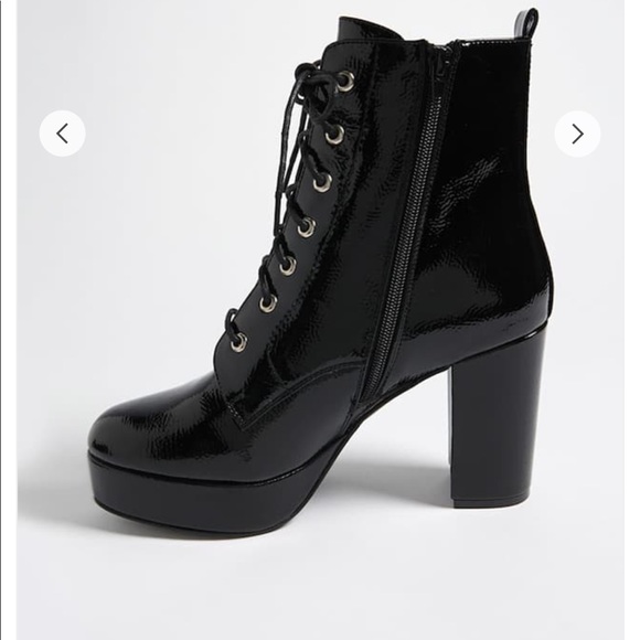 patent leather combat boots with heel